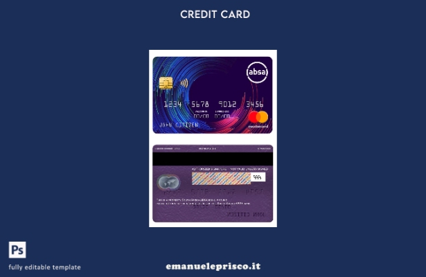 modello di carta mastercard bancaria ABSA del Sud Africa in stile verificato